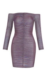 PURPLE OFF SHOULDER MINI DRESS styleofcb 