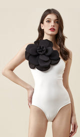 EXAGGERATED 3D FLOWER ONE PIECE SWIMSUIT IN WHITE styleofcb 