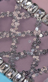 RHINESTONE PLUNGE MIDI DRESS IN TURQUOISE DRESS STYLE OF CB 