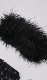 FEATHER SEQUIN TWO PIECE SET IN BLACK styleofcb 
