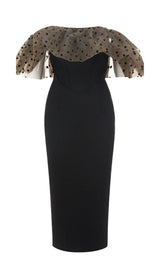 OFF THE SHOULDER MIDI DRESS IN BLACK DRESSES styleofcb 