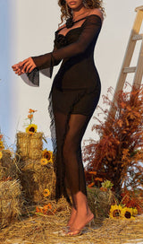 FLOWER RUFFLE MESH DRESS