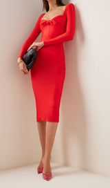 BANDAGE LONG SLEEVE MIDI DRESS IN RED Dresses styleofcb 
