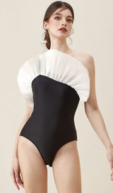 NET YARN RUFFLE ONE PIECE SWIMSUIT styleofcb 