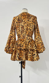 V NECK LEOPARD MINI DRESS Dresses styleofcb 