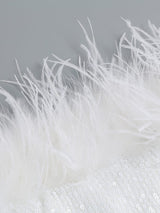 OSTRICH HAIR DECORATIVE BANDEAU MAXIC DRESS IN WHITE styleofcb 