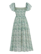 FLORAL COLD SLEEVE MIDI DRESS IN GREEN DRESS STYLE OF CB 