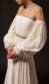 PUFFY SLEEVES WEDDING GOWN IN WHITE MAXI BANDAGE DRESSES & GOWNS styleofcb 