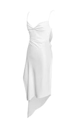 WHITE SATIN DRAPING MIDI DRESS Dresses styleofcb 
