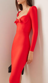 BANDAGE LONG SLEEVE MIDI DRESS IN RED Dresses styleofcb 