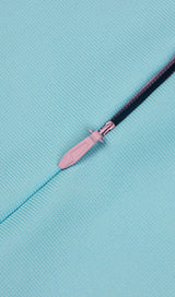 RHINESTONE PLUNGE MIDI DRESS IN TURQUOISE DRESS STYLE OF CB 