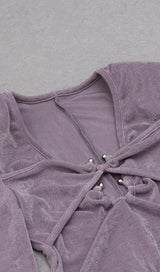 KNIT CUTOUT LONG SLEEVES MIDI DRESS IN PURPLE styleofcb 