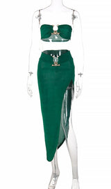 STRAPLESS TOP MAXI DRESS TWO PIECE SUIT Clothing styleofcb XS GREEN 