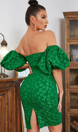 JACQUARD BODYCON MINI DRESS IN GREEN Dresses styleofcb 