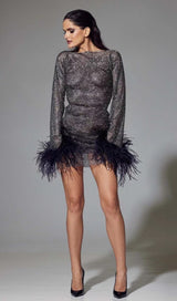 FEATHER MESH MINI DRESS IN WHITE Dresses styleofcb 