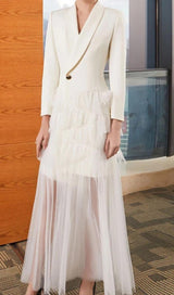 LONG SLEEVES MESH MIDI DRESS Dresses styleofcb S WHITE 