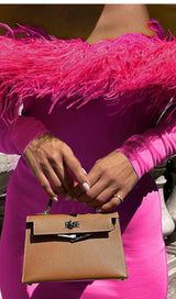 FEATHER OFF THE SHOULDER MIDI DRESS Dresses styleofcb S ROSE 