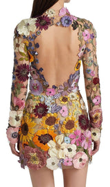 EMBROIDERED LACE HALF HIGH COLLAR MINI DRESS styleofcb 