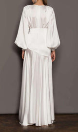 LONG SLEEVES V NECK MAXI DRESS IN WHITE Dresses styleofcb 
