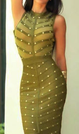 BANDAGE BODYCON MESH MINI DRESS Dresses styleofcb XS GREEN 