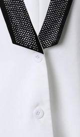 V-NECK DIAMOND DECORATIVE NECKLINE CLOAK DRESS IN WHITE styleofcb 