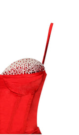 NYLA RED SATIN CORSET DRESS WITH CRYSTALS Dresses styleofcb 