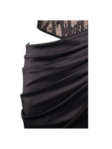 CORSET SATIN PLEATED MAXI DRESS IN BLACK DRESS STYLE OF CB 
