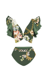 RUFFLED FLORAL PRINT BIKINI SWIMSUIT AND SKIRT styleofcb 