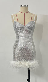 FEATHER SLEEVELESS MINI DRESS IN WHITE Dresses styleofcb 