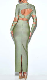 MAXI LONG SLEEVE BANDAGE DRESS IN GREEN Dresses styleofcb 