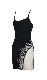 BANDAGE PEARL MESH MINI DRESS IN BLACK styleofcb 