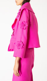 FLORAL TWO-PIECE JACKET DRESS IN RED DRESS STYLE OF CB 