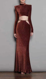 SPECIAL TEXTURE TURTLENECK LONG-SLEEVED PADDED SHOULDER SKIRT SET styleofcb 