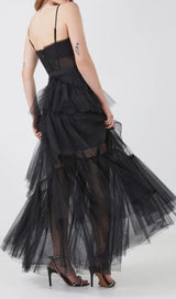 TIERED RUFFLE TULLE EVENING MAXI DRESS Dresses styleofcb 