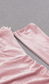 PINK LONG SLEEVE VELVET MINI DRESS styleofcb 