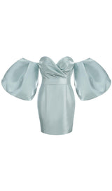 STRAPLESS LANTERN SLEEVE MINI DRESS Dresses styleofcb XS BLUE 