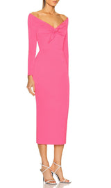 PINK BOW BANDAGE MIDI DRESS styleofcb 