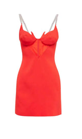 MESH BANDAGE MINI DRESS IN RED Dresses styleofcb 