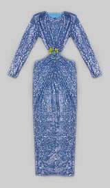 SEQUIN CUTOUT BACKLESS MAXI DRESS IN BLUE DREESES styleofcb 