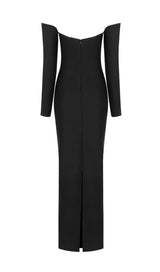 SLIM-FIT CHEST HOLLOW OFF-THE-SHOULDER MAXI DRESS IN BLACK styleofcb 