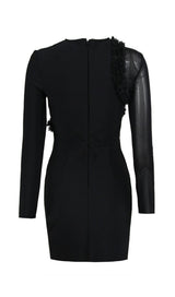 MESH FABRIC STITCHED MINI DRESS IN BLACK styleofcb 