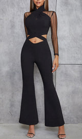 MESH STITCHED CROSS-TIE JUMPSUIT IN BLACK styleofcb 