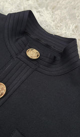 BLACK BUTTONS LONG SLEEVE TWO PIECES SUIT styleofcb 