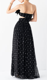 POLKA DOT BANDEAU DRESS IN BLACK styleofcb 