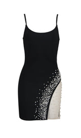BANDAGE PEARL MESH MINI DRESS IN BLACK styleofcb 