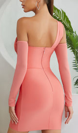 BANDAGE MESH IRREGULAR STRAPS MINI DRESS IN PINK styleofcb 