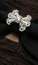 BOW MESH STRAPPY MIDI DRESS IN BLACK styleofcb 