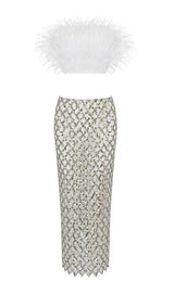 FEATHER SEQUIN TWO PIECE SET styleofcb 
