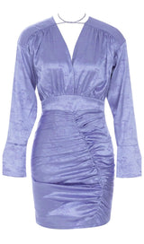 LONG SLEEVES RUCHED MINI DRESS IN PURPLE Dresses styleofcb 