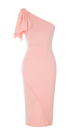 ONE SHOULDER BODYCON MIDI DRESS IN PINK Dresses styleofcb 